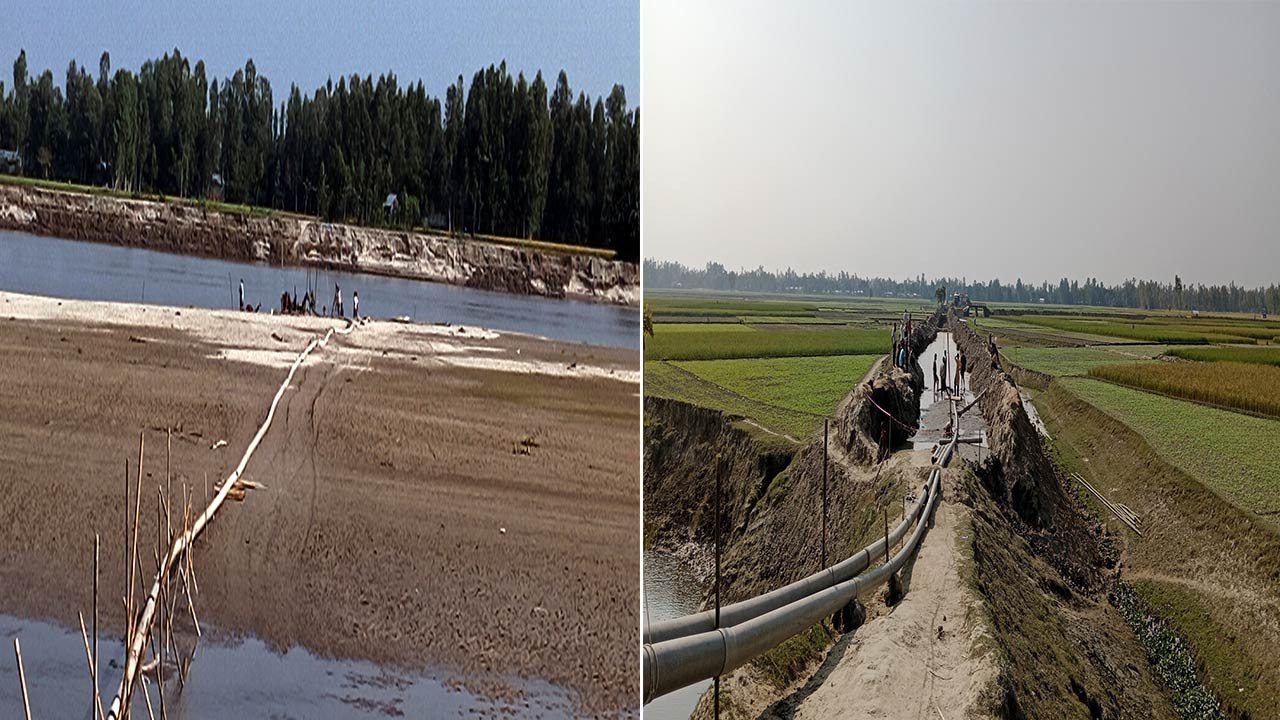 ড্রেজিংয়ের মাধ্যমে দুধকুমার নদ থেকে বালু উত্তোলন ভাঙনের তীব্রতা বাড়ার আশঙ্কা