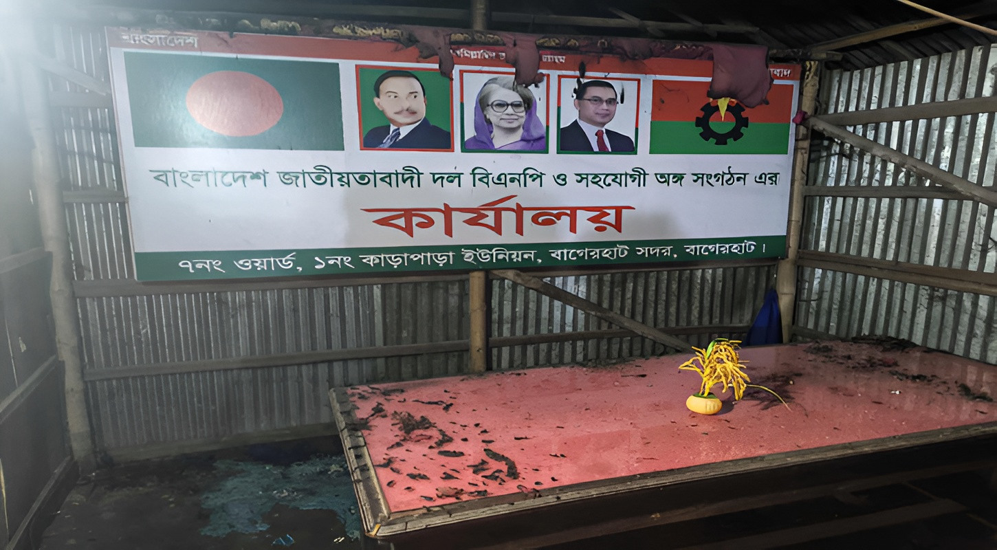 বাগেরহাটে বিএনপির কার্যালয়ে আগুন