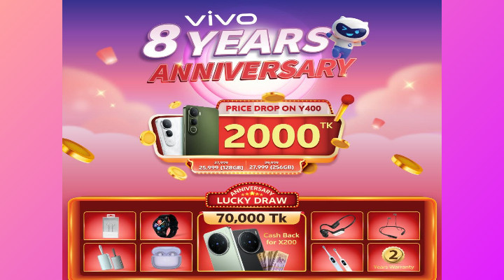 ভিভোর ৮ বছর পূর্তিঃ সেলিব্রেশনে থাকছে লাকি ড্র!