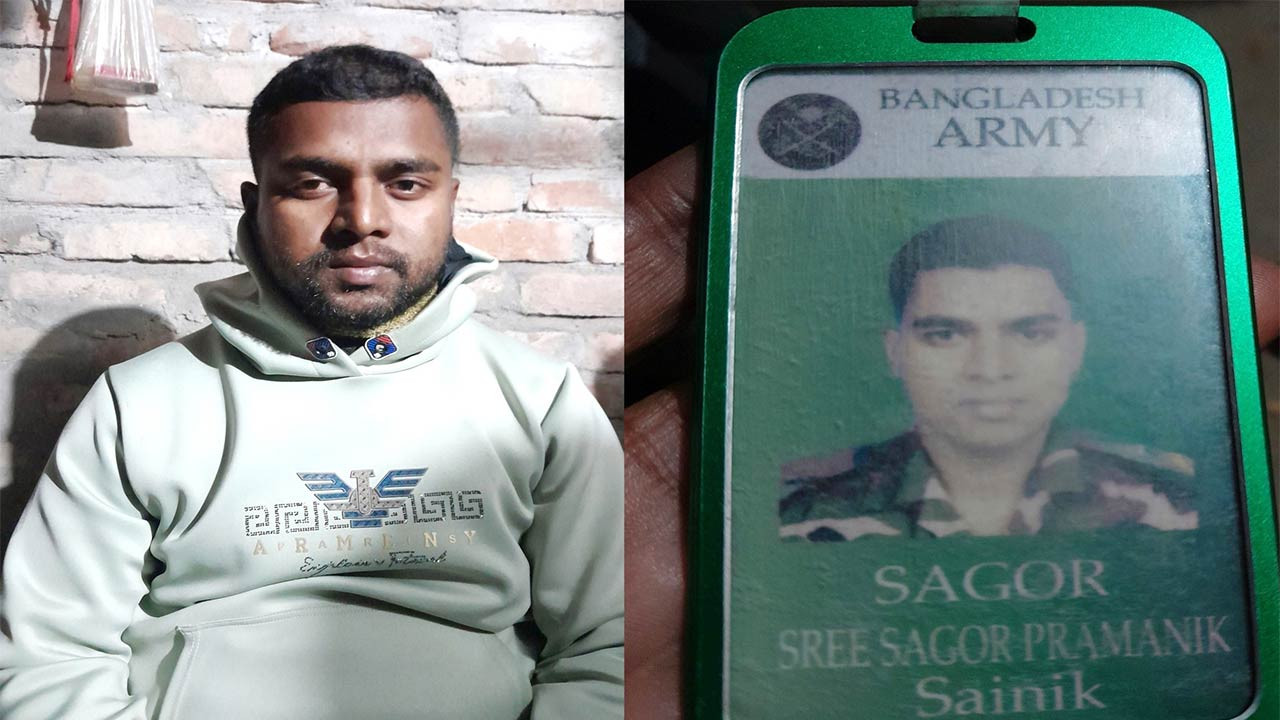 বগুড়ার নন্দীগ্রামে তৃতীয় স্ত্রীর কাছ টাকা নিতে এসে ভুয়া সেনা সদস্য আটক