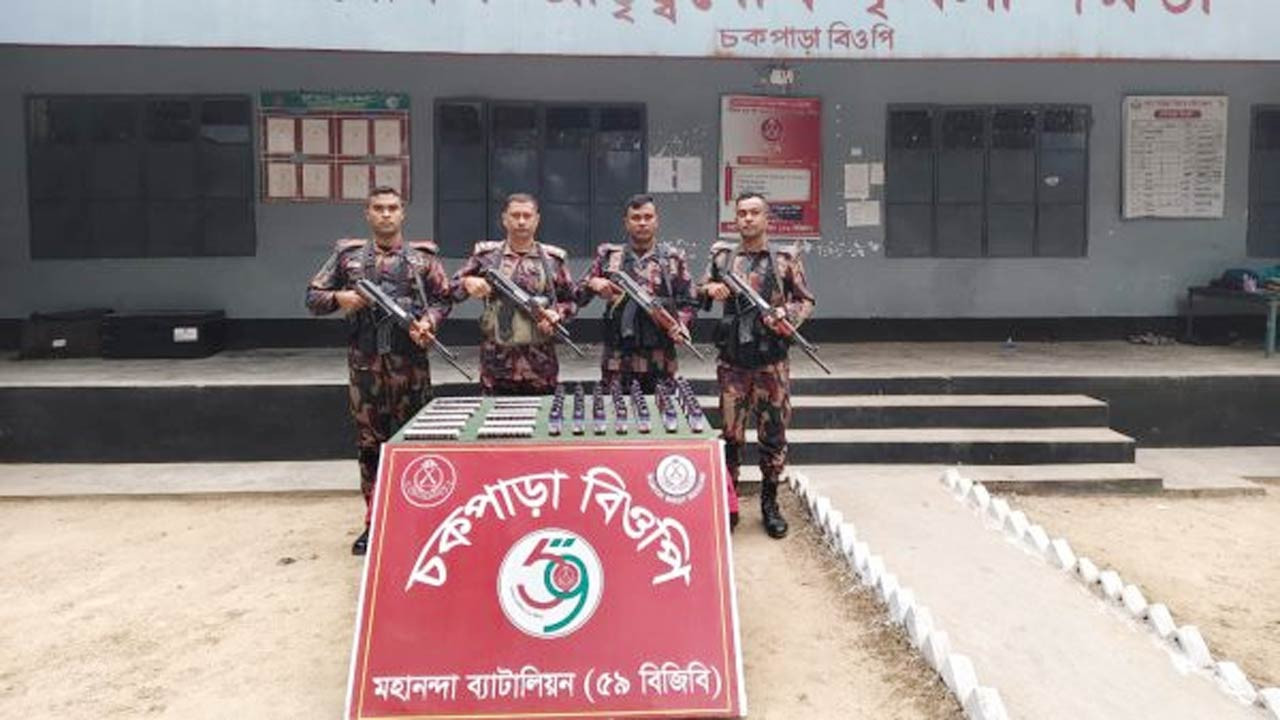 চাঁপাইনবাবগঞ্জ সীমান্তে বিপুল পরিমাণ ভারতীয় নেশাজাতীয় ট্যাবলেট ও সিরাপ জব্দ