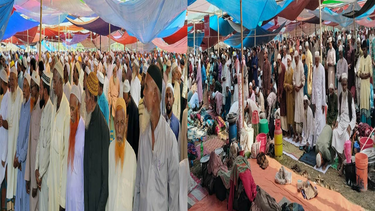 বগুড়ার ধুনটে ইজতেমা ময়দানে হাজারো মুসল্লির জুমার নামাজ আদায়