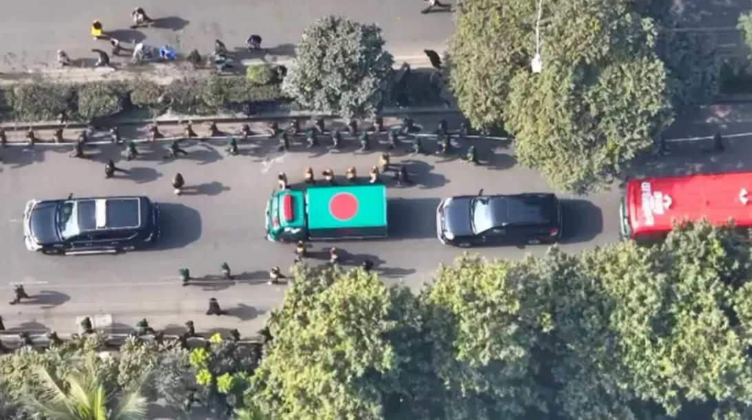 সংসদের দক্ষিণ প্লাজায় বেগম খালেদা জিয়ার মরদেহ