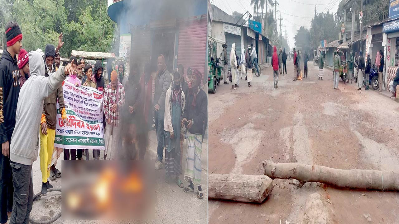 প্রিপেইড মিটার সংযোগ কার্যক্রম বন্ধসহ ৬ দফা দাবিতে পাবনার ঈশ্বরদীতে অর্ধদিবস হরতাল পালন