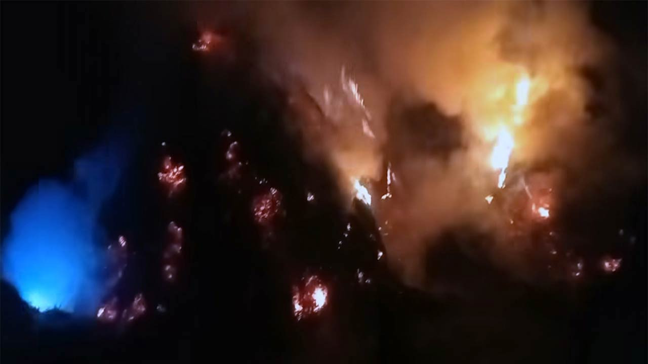 বগুড়ার দুপচাঁচিয়ায় খড়ের পালায় আগুন