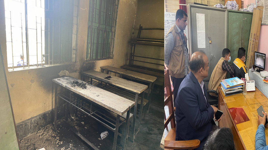 নেত্রকোনায় ভোটকেন্দ্রে অগ্নিসংযোগ