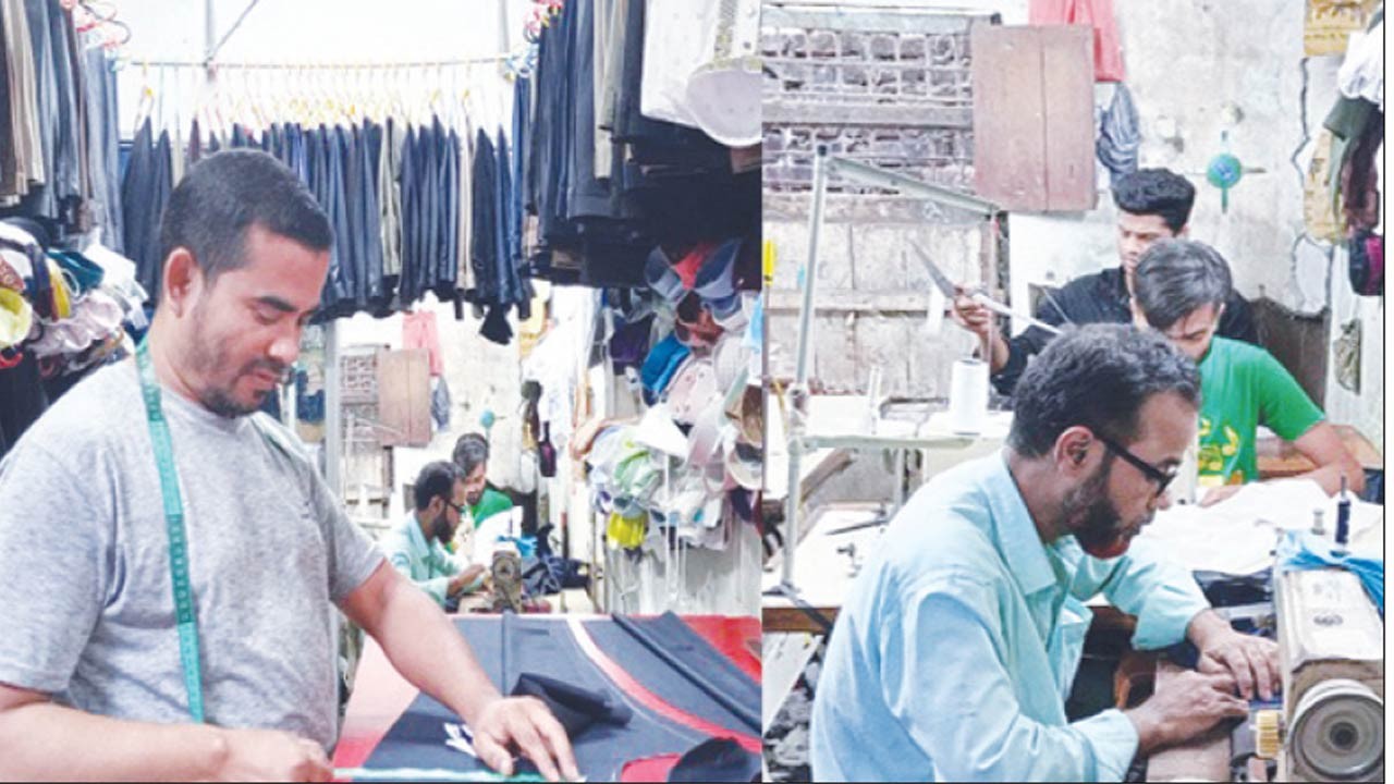 সিরাজগঞ্জে ঈদ উপলক্ষে ব্যস্ততা বেড়েছে দর্জি কারিগরদের