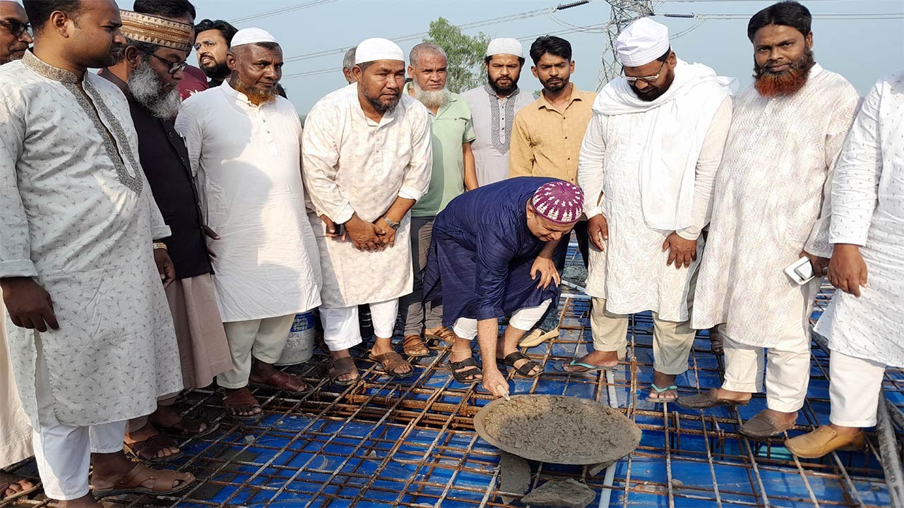 বগুড়ার নন্দীগ্রামে মসজিদের ছাদ নির্মাণ কাজের উদ্বোধন