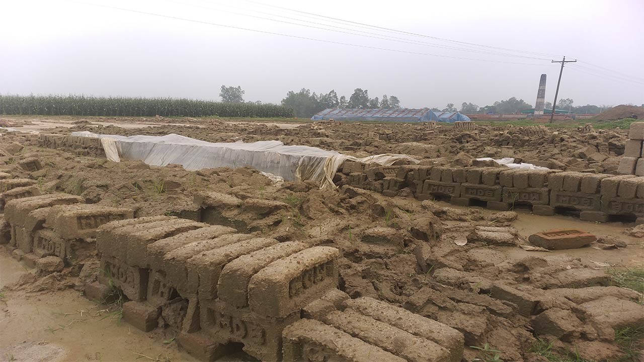 দিনাজপুরের বিরামপুরে বৈরী আবহাওয়ায় বহু কাঁচা ইট নষ্ট সময়ের আগেই বন্ধ হচ্ছে ভাটা