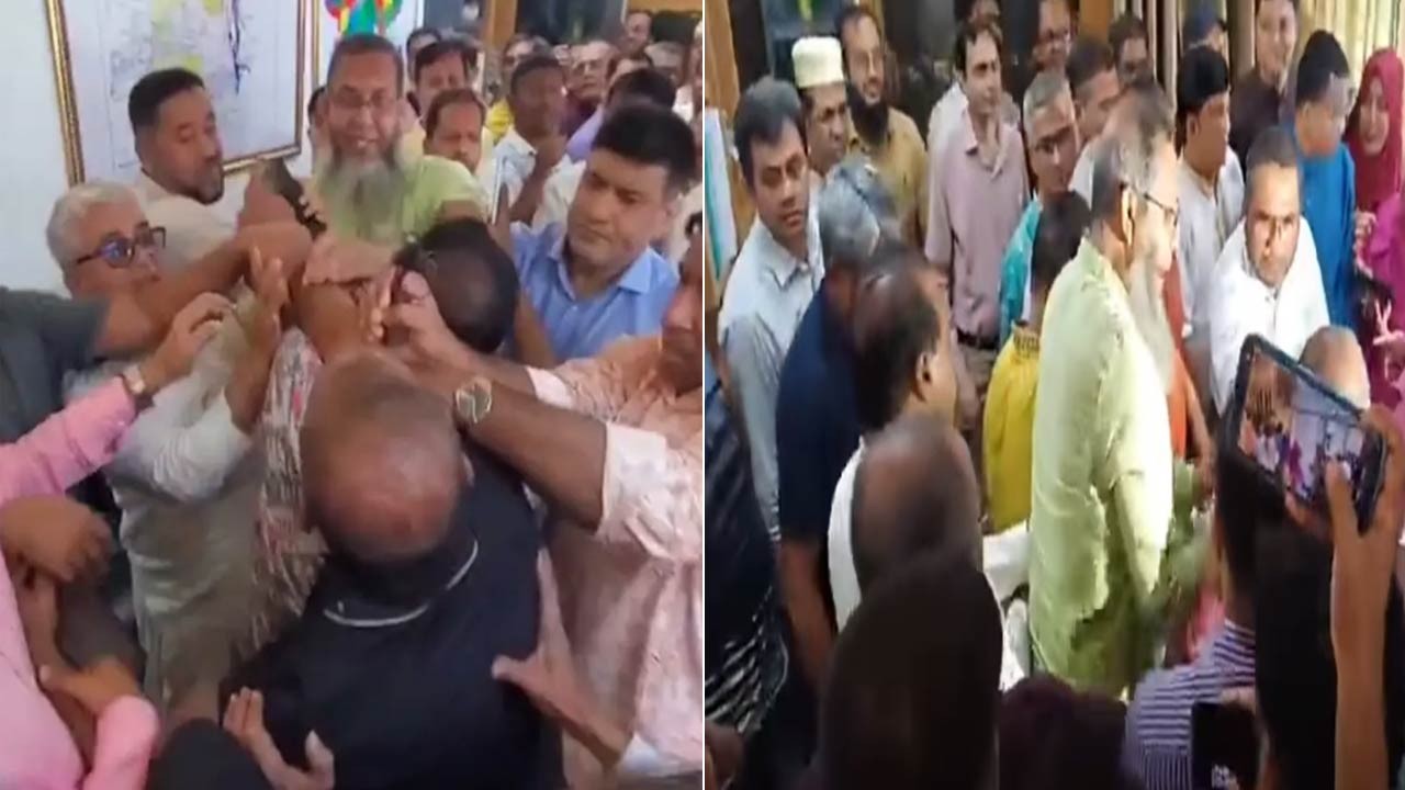 বগুড়ায় মনোনয়ন জমা দিতে গিয়ে বিএনপি নেতাদের হাতাহাতি