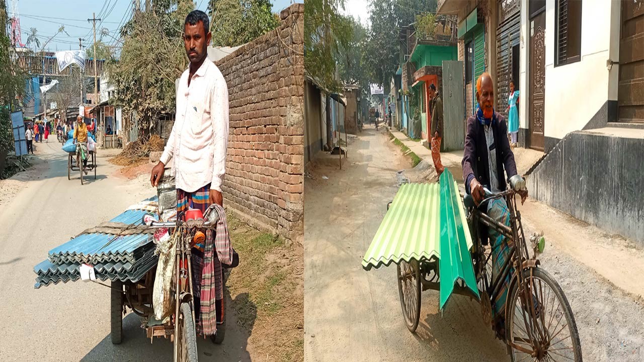 দিনাজপুরের ফুলবাড়ীতে সড়কে লোহার পণ্য পরিবহণ, মারাত্মক ঝুঁকিতে পথচারী