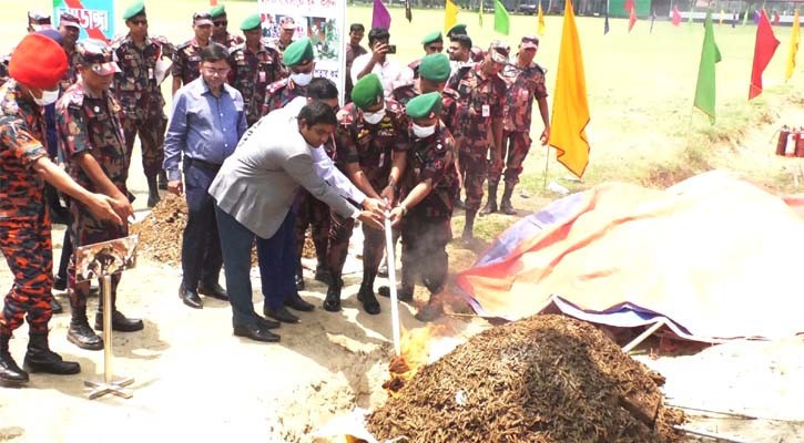 চুয়াডাঙ্গায় তিন কোটি টাকার মাদক ধ্বংস