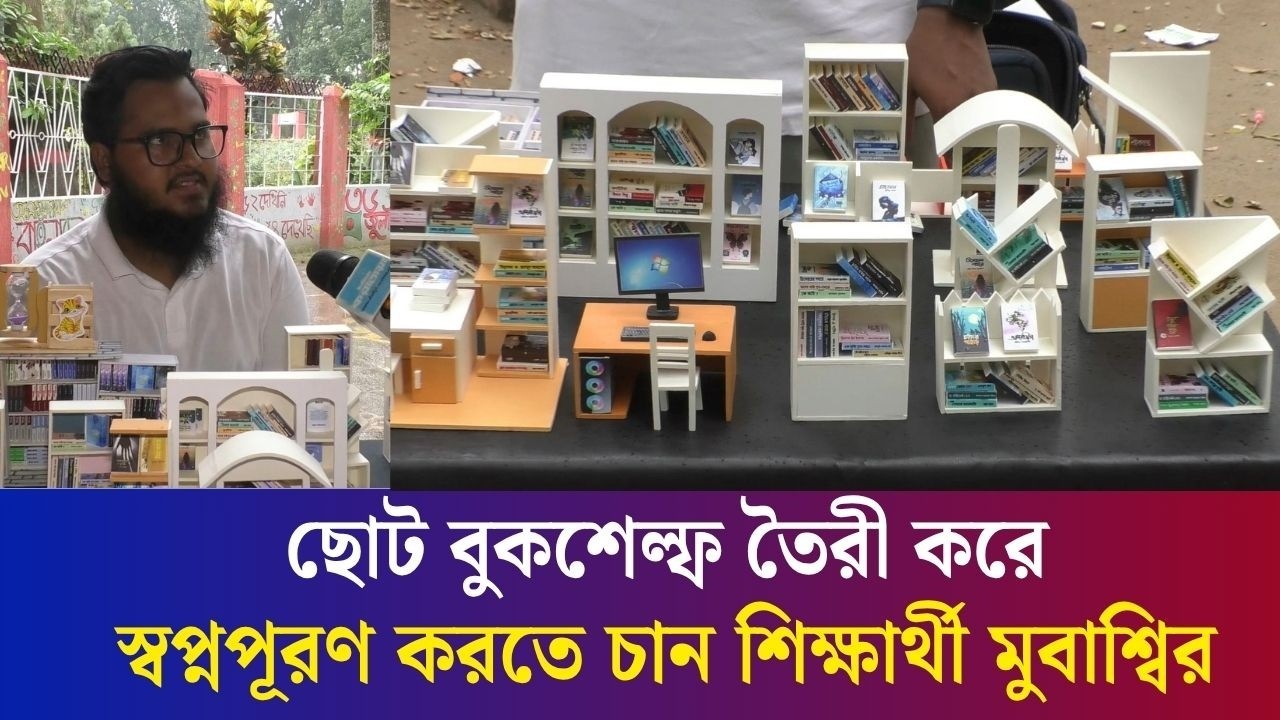 ছোট্ট বুকসেল্ফে বড় স্বপ্ন, মিনিয়েচার তৈরি করলেন বগুড়ার এক শিক্ষার্থী
